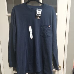 NEW WITH TAGS - Dickies Dark Blue Long Sleeve Tee POCKET&PEN POCKET